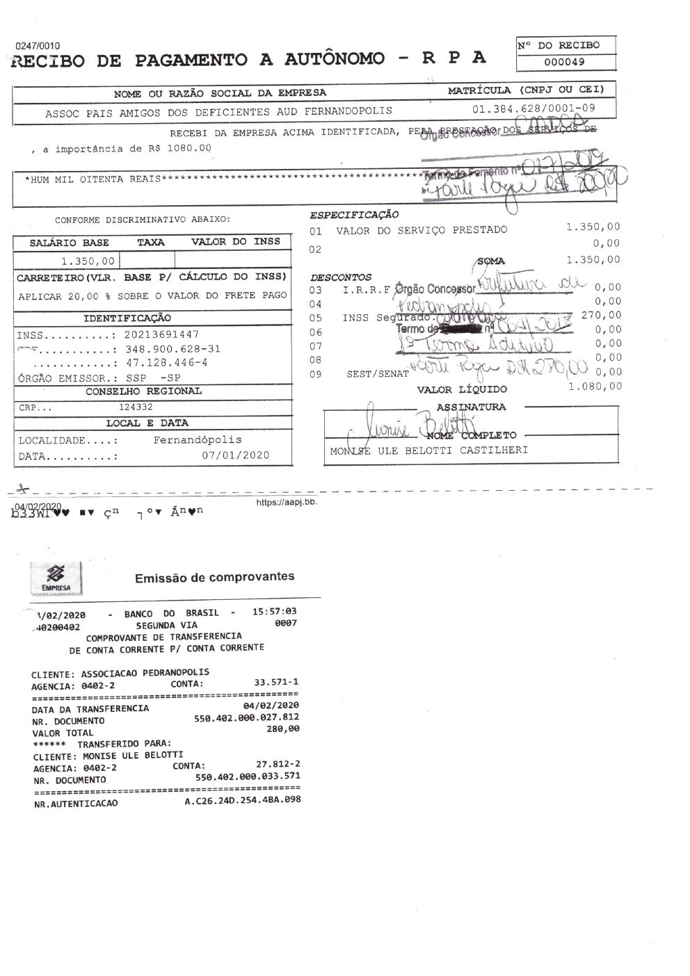 Página 33 de Prestação de Contas Anual — Pedranópolis — 2020 — Volume 1