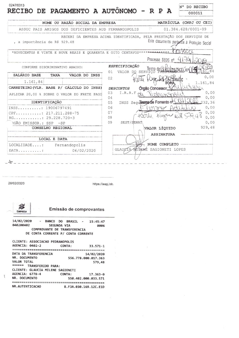Página 39 de Prestação de Contas Anual — Pedranópolis — 2020 — Volume 1
