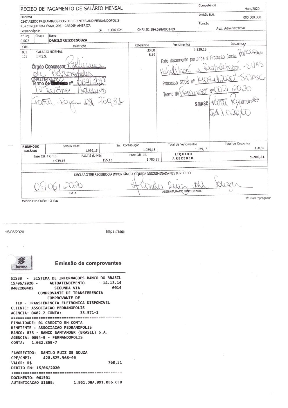 Página 3 de Prestação de Contas Anual — Pedranópolis — 2020 — Volume 2 (Recibos e Comprovantes)