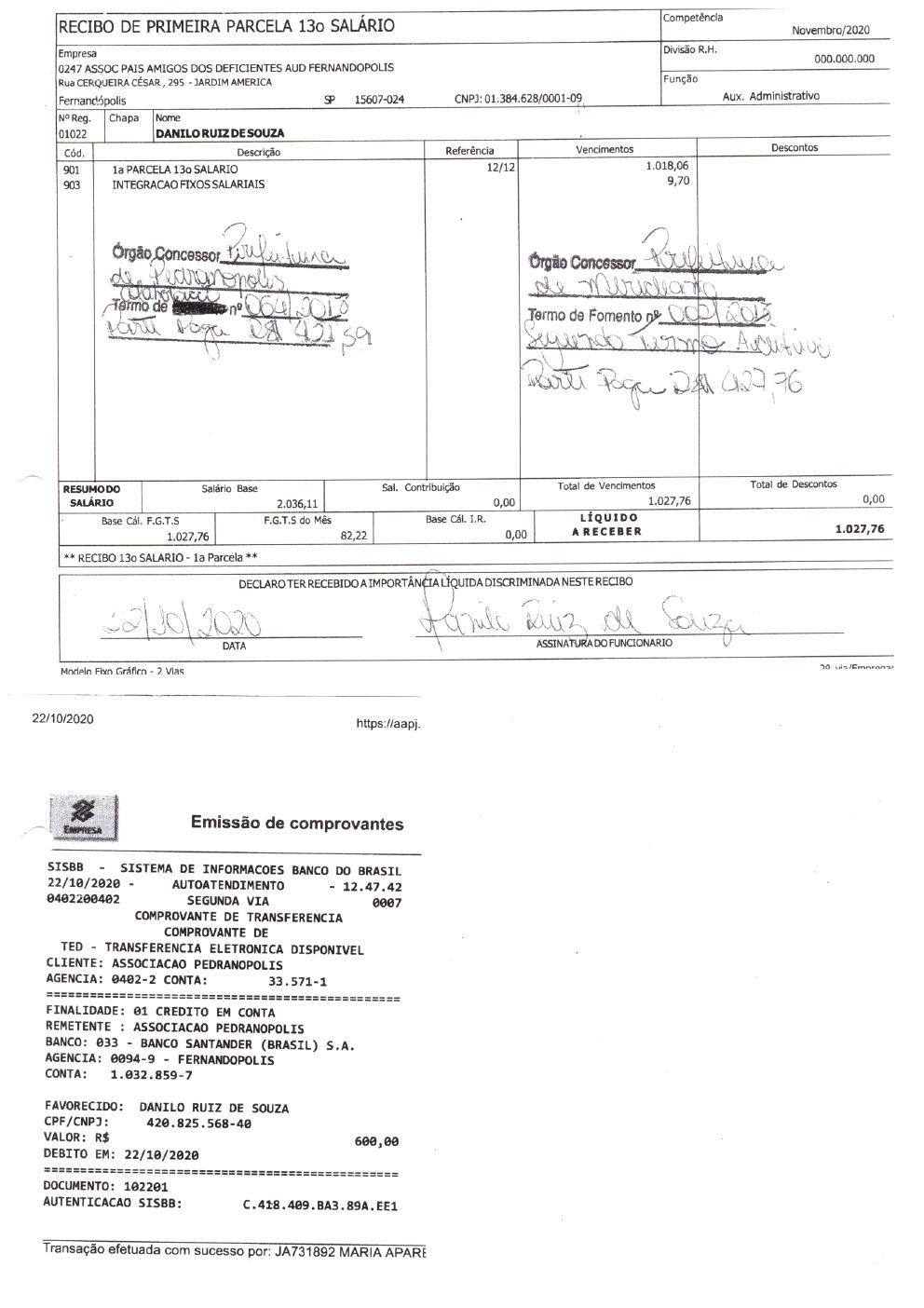 Página 11 de Prestação de Contas Anual — Pedranópolis — 2020 — Volume 2 (Recibos e Comprovantes)