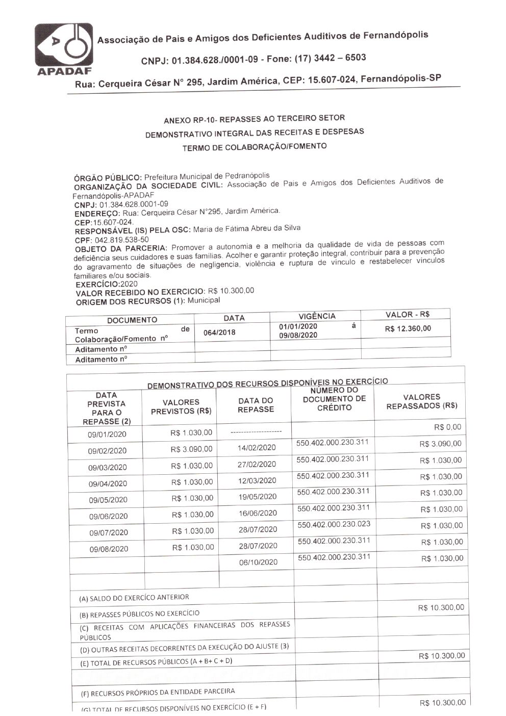 Página 23 de Prestação de Contas Anual — Pedranópolis — 2020 — Volume 2 (Recibos e Comprovantes)