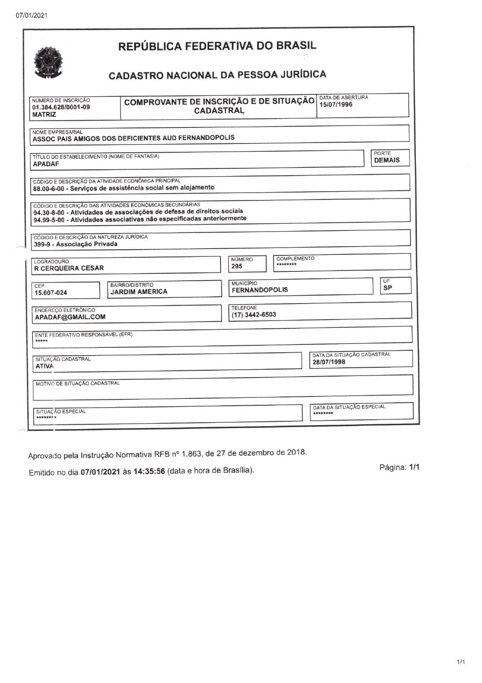 Página 29 de Prestação de Contas Anual — Pedranópolis — 2020 — Volume 2 (Recibos e Comprovantes)