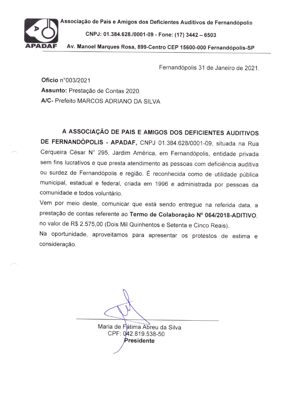 Página 3 de Prestação de Contas Anual — Pedranópolis — 2020 — Volume 3