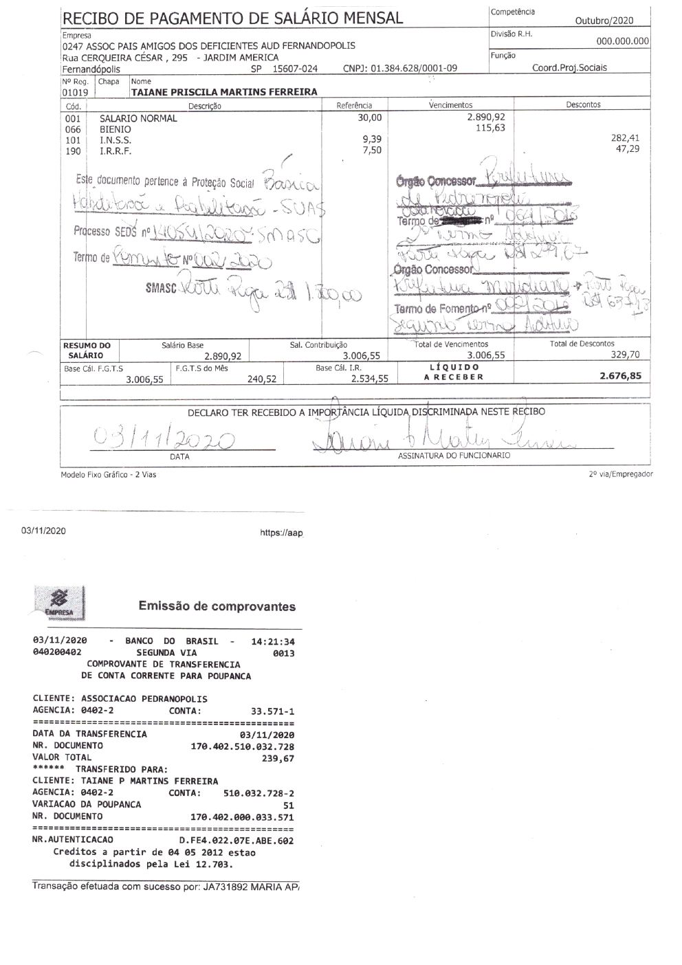 Página 2 de Prestação de Contas Anual — Pedranópolis — 2020 — Volume 4 (Extratos e Comprovantes)