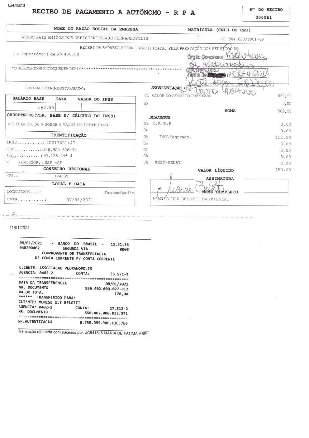 Página 9 de Prestação de Contas Anual — Pedranópolis — 2020 — Volume 4 (Extratos e Comprovantes)