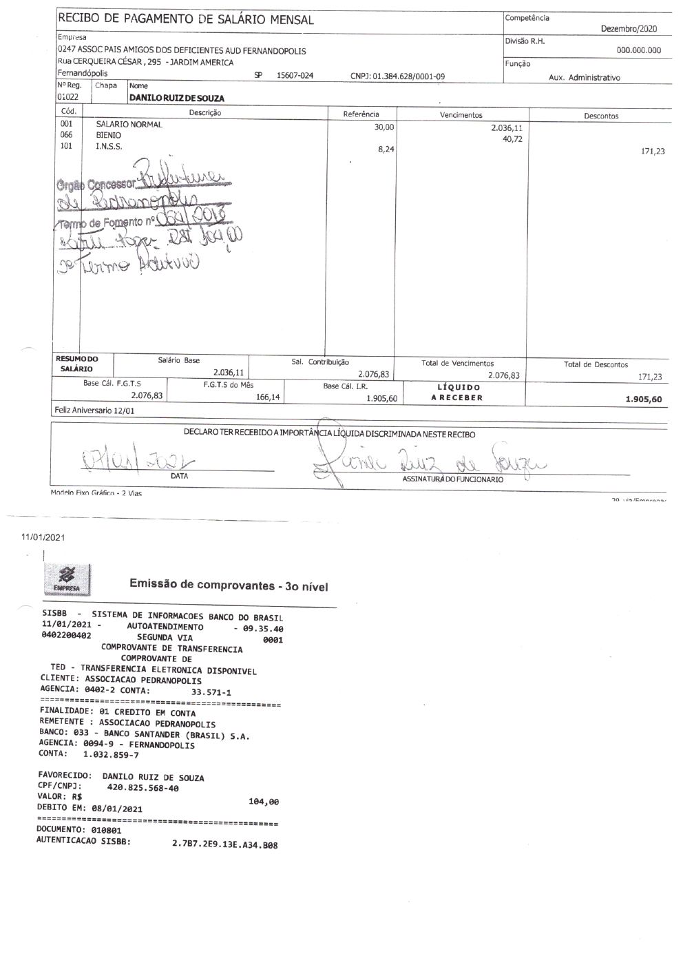 Página 11 de Prestação de Contas Anual — Pedranópolis — 2020 — Volume 4 (Extratos e Comprovantes)