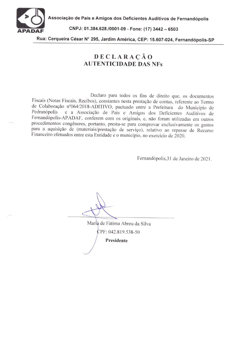Página 29 de Prestação de Contas Anual — Pedranópolis — 2020 — Volume 4 (Extratos e Comprovantes)
