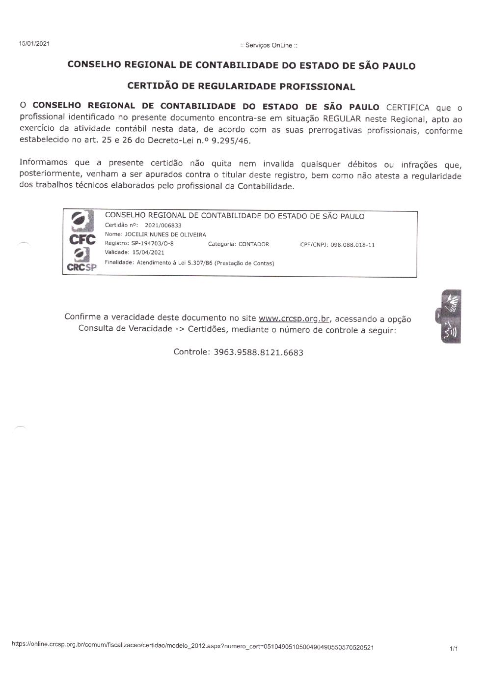 Página 39 de Prestação de Contas Anual — Pedranópolis — 2020 — Volume 4 (Extratos e Comprovantes)