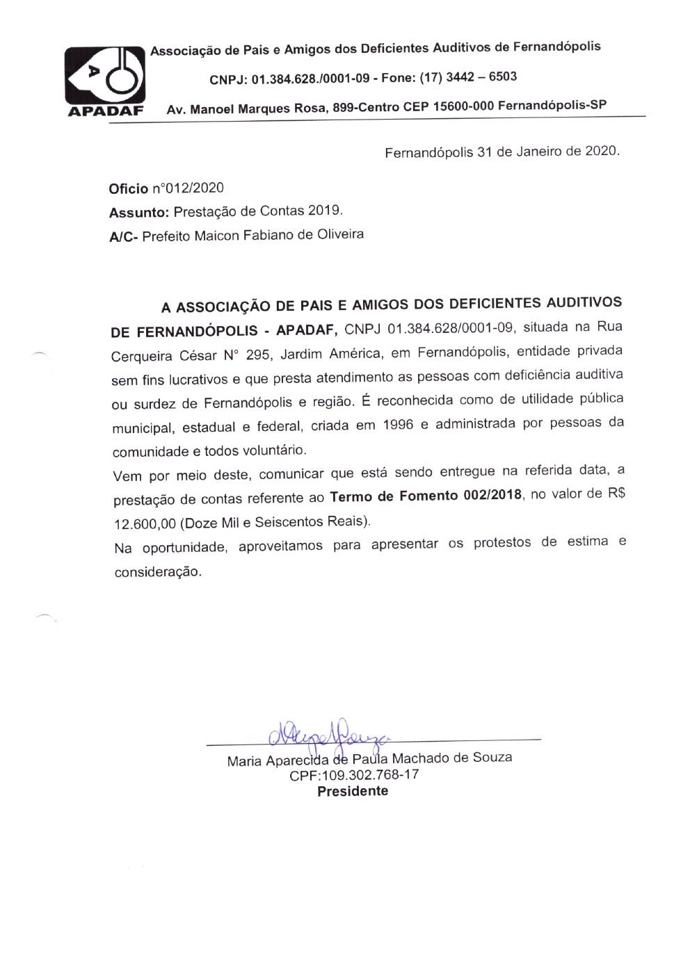 Página 2 de Prestação de Contas Anual — Meridiano — 2019 — Volume 1