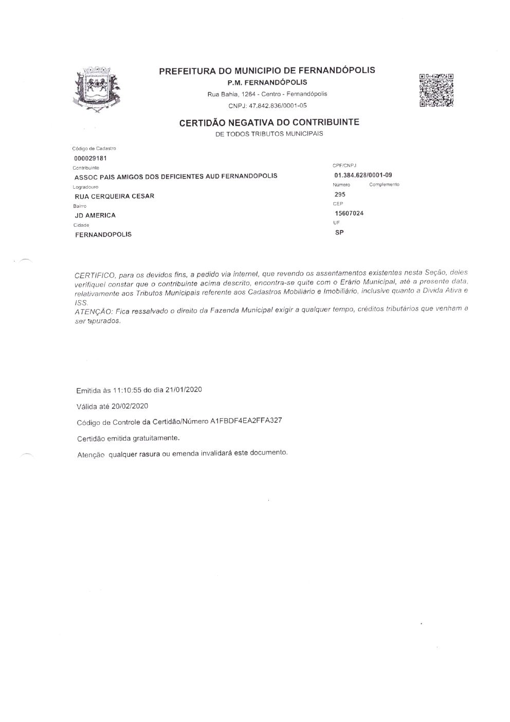 Página 3 de Prestação de Contas Anual — Meridiano — 2019 — Volume 2 (Documentos Institucionais)
