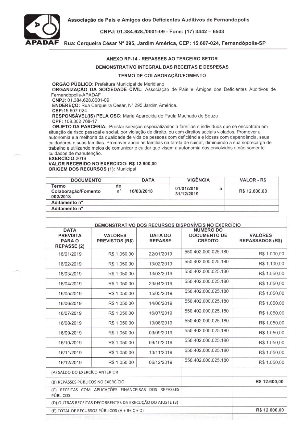 Página 34 de Prestação de Contas Anual — Meridiano — 2019 — Volume 2 (Documentos Institucionais)