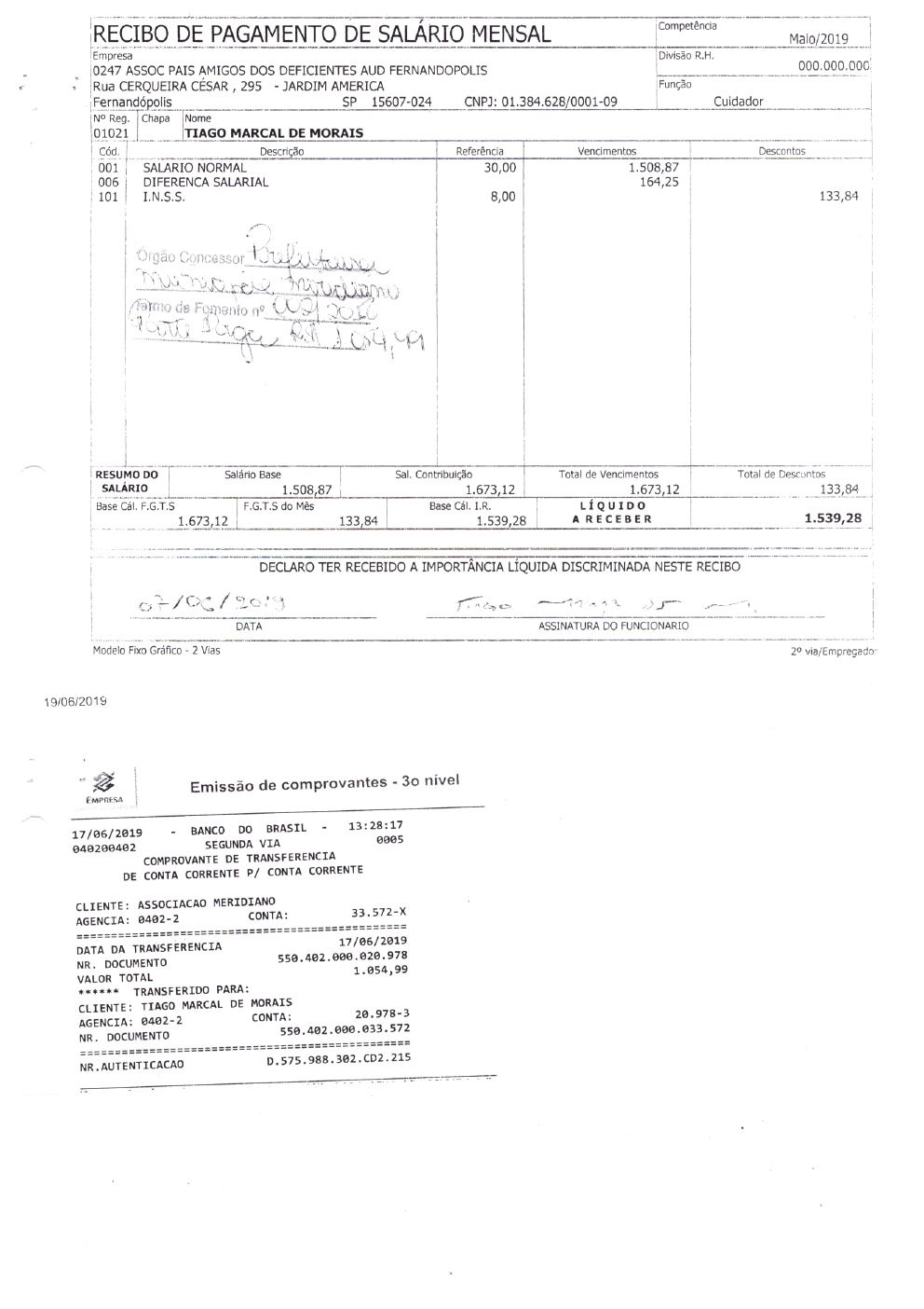 Página 4 de Prestação de Contas Anual — Meridiano — 2019 — Volume 3 (Extratos e Comprovantes)