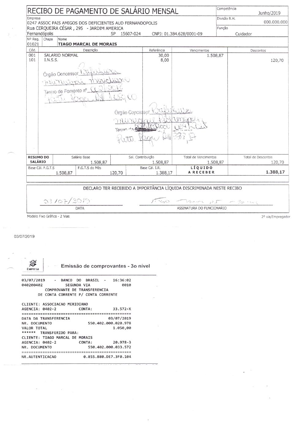Página 6 de Prestação de Contas Anual — Meridiano — 2019 — Volume 3 (Extratos e Comprovantes)