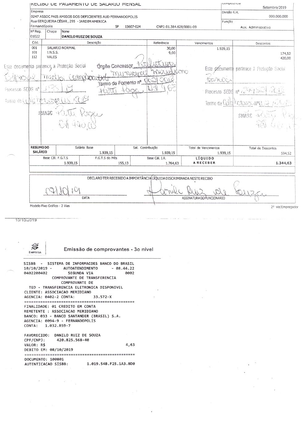 Página 16 de Prestação de Contas Anual — Meridiano — 2019 — Volume 3 (Extratos e Comprovantes)