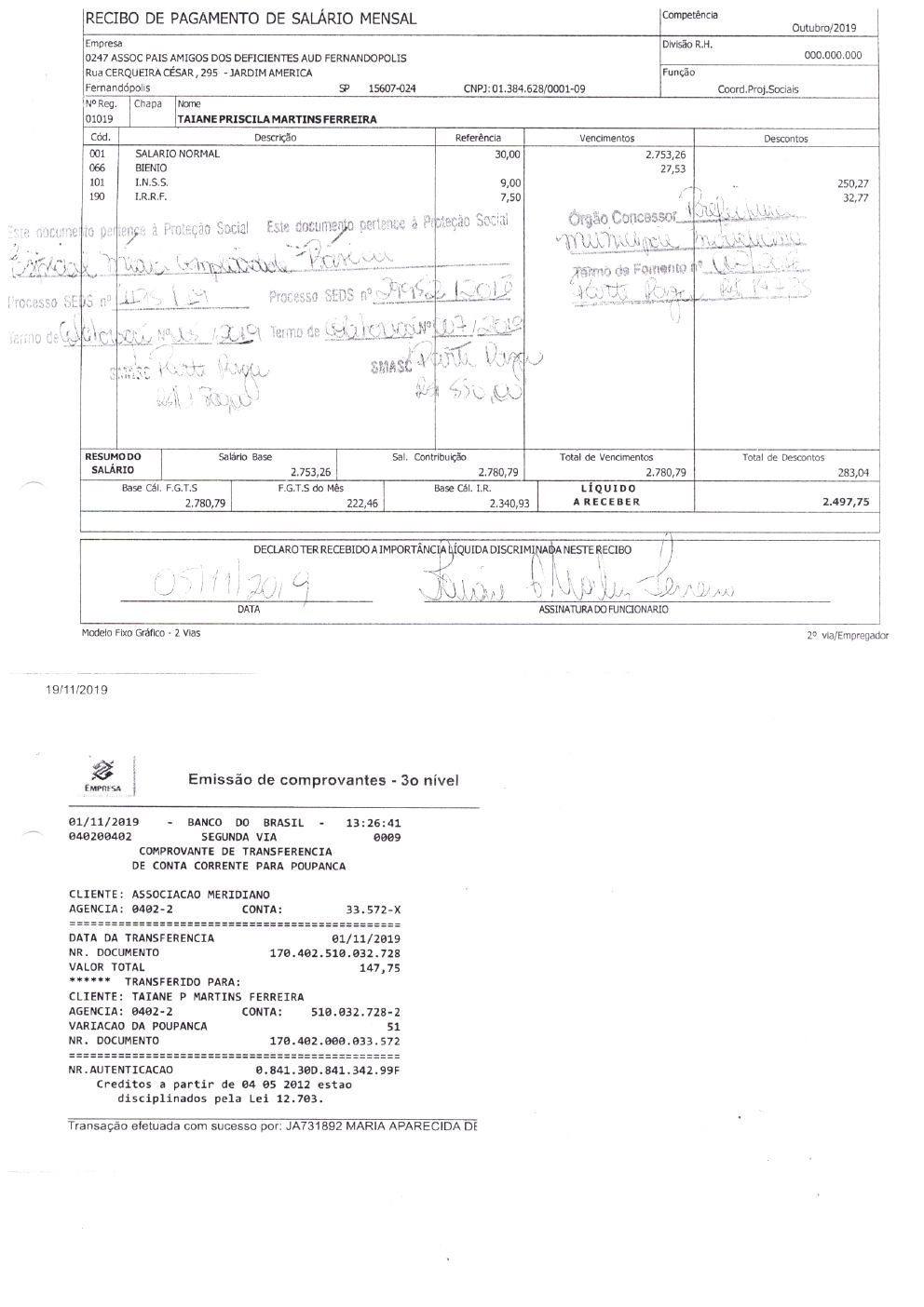 Página 19 de Prestação de Contas Anual — Meridiano — 2019 — Volume 3 (Extratos e Comprovantes)