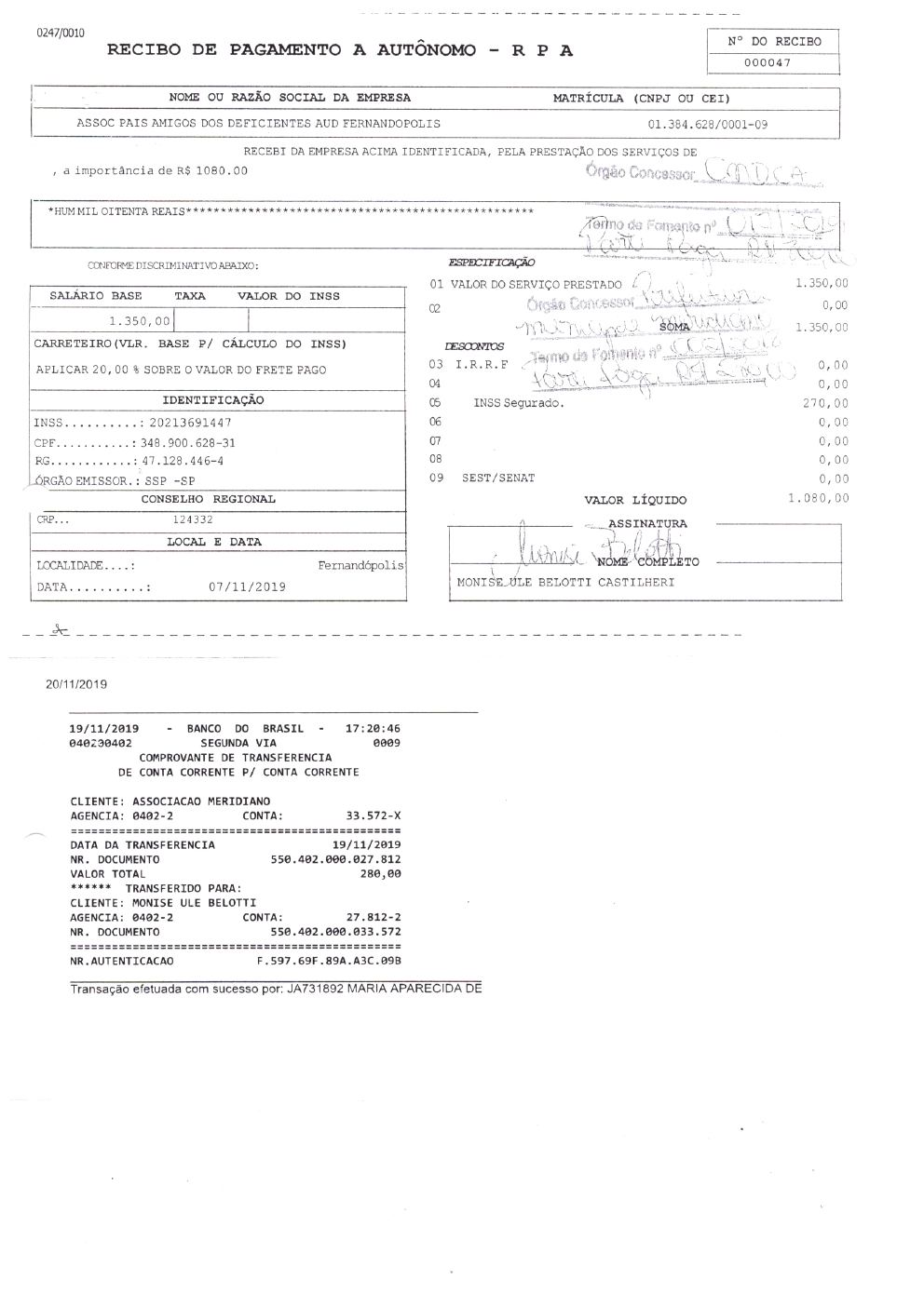 Página 21 de Prestação de Contas Anual — Meridiano — 2019 — Volume 3 (Extratos e Comprovantes)