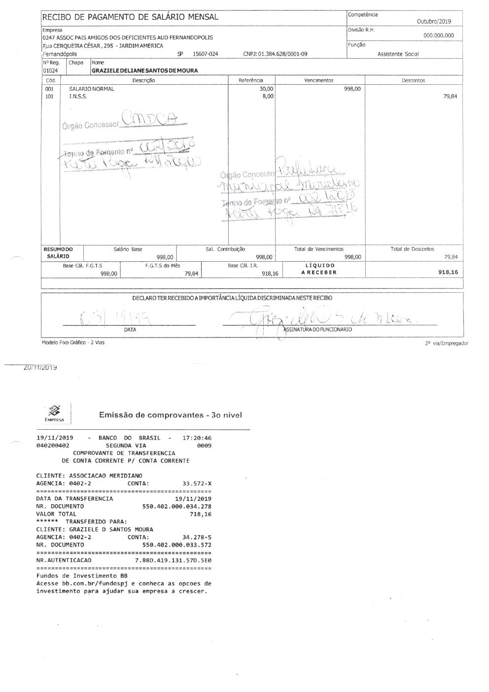 Página 22 de Prestação de Contas Anual — Meridiano — 2019 — Volume 3 (Extratos e Comprovantes)