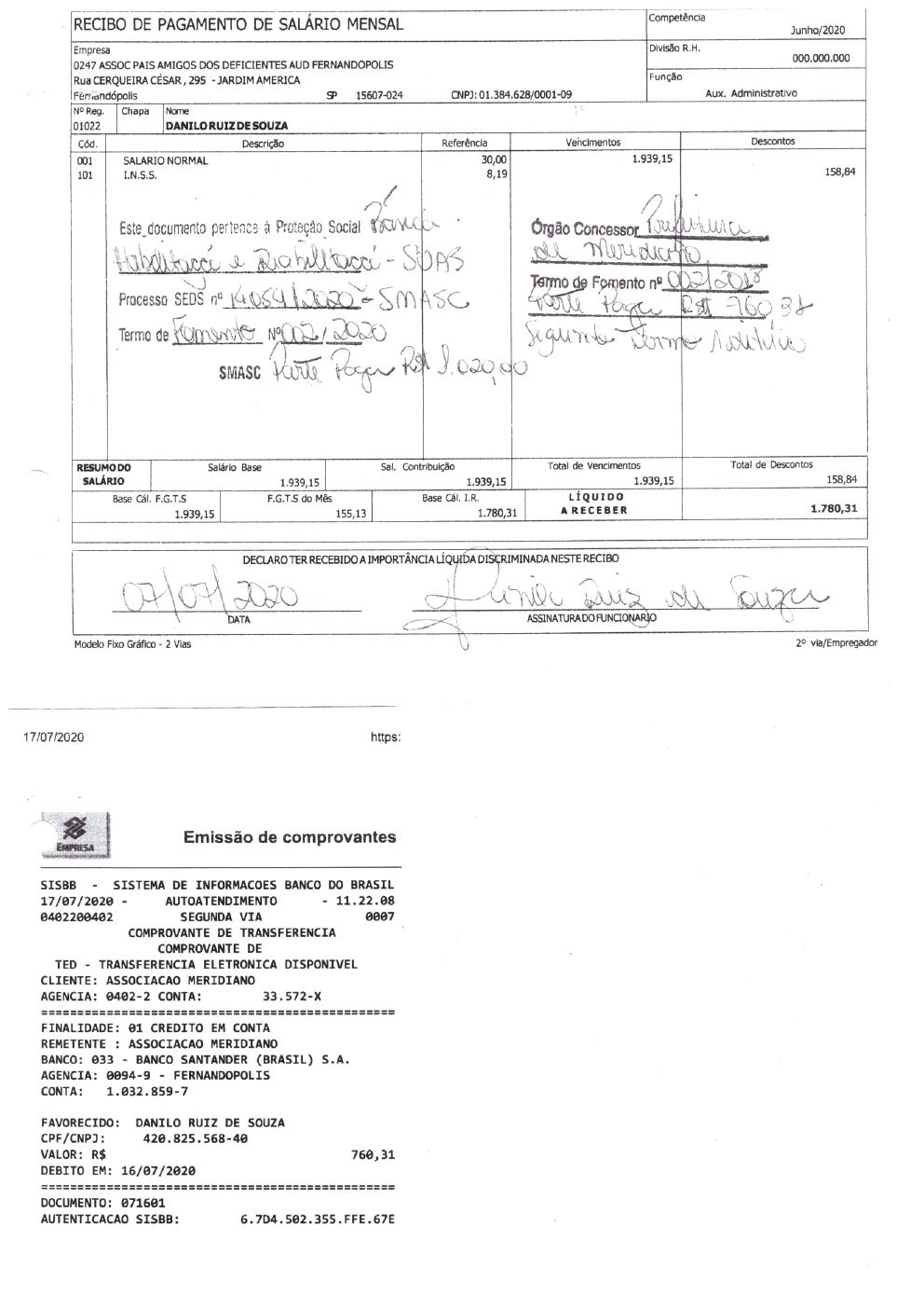 Página 11 de Prestação de Contas Anual — Meridiano — 2020 — Volume 2 (Recibos e Comprovantes)