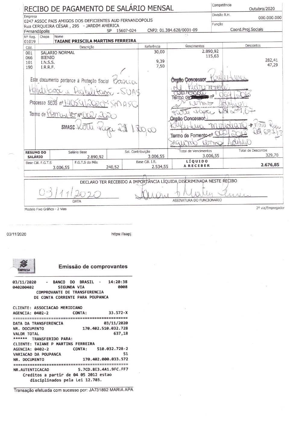 Página 22 de Prestação de Contas Anual — Meridiano — 2020 — Volume 2 (Recibos e Comprovantes)
