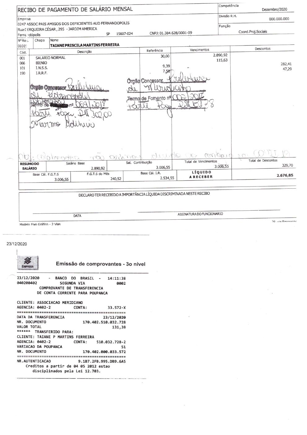 Página 30 de Prestação de Contas Anual — Meridiano — 2020 — Volume 2 (Recibos e Comprovantes)