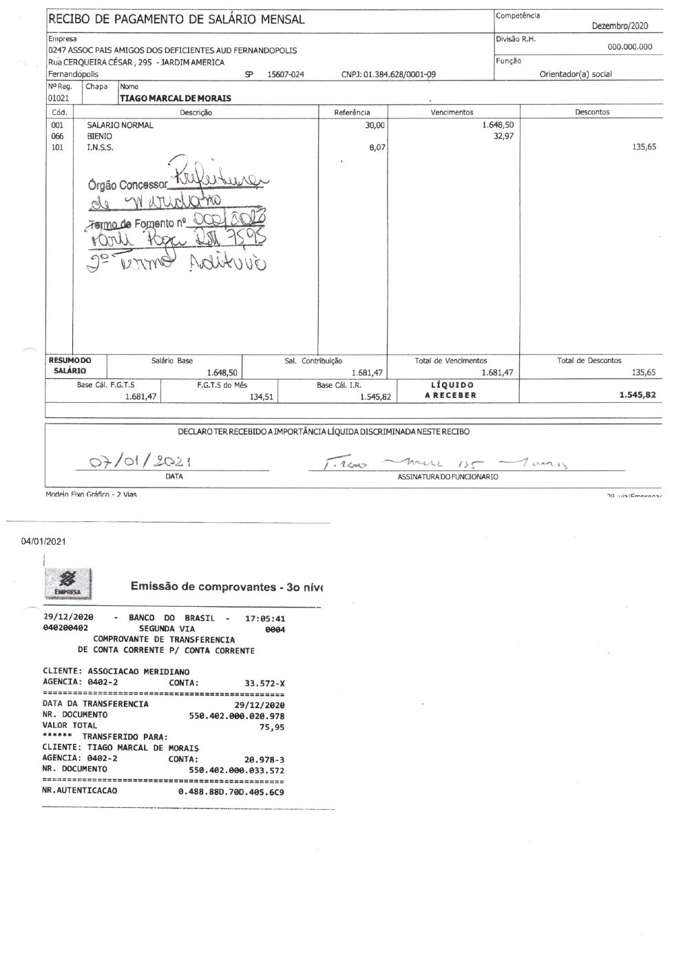 Página 31 de Prestação de Contas Anual — Meridiano — 2020 — Volume 2 (Recibos e Comprovantes)