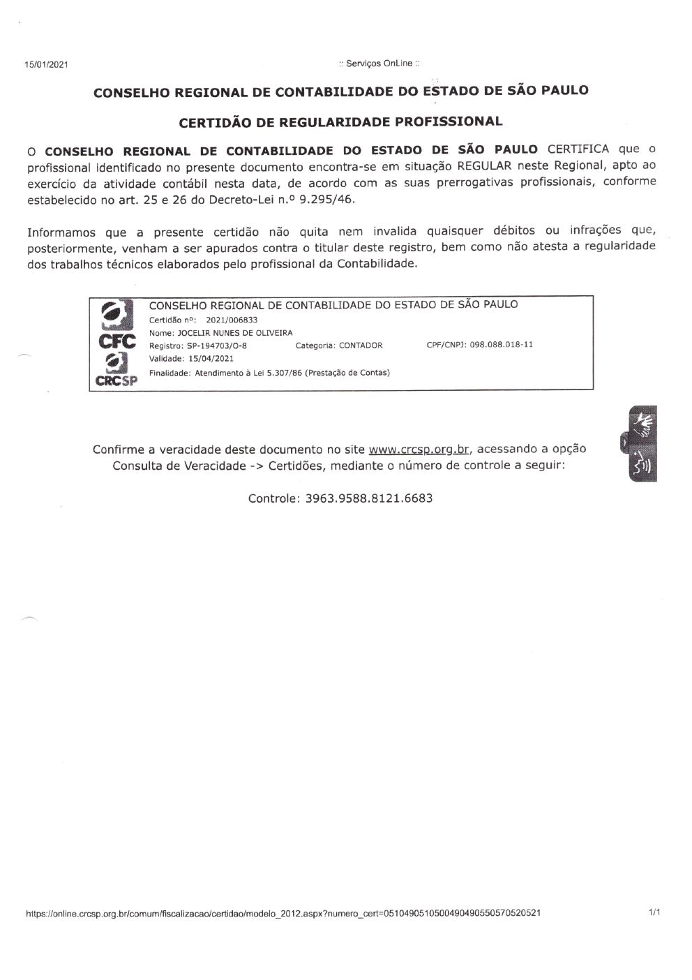 Página 38 de Prestação de Contas Anual — Meridiano — 2020 — Volume 2 (Recibos e Comprovantes)