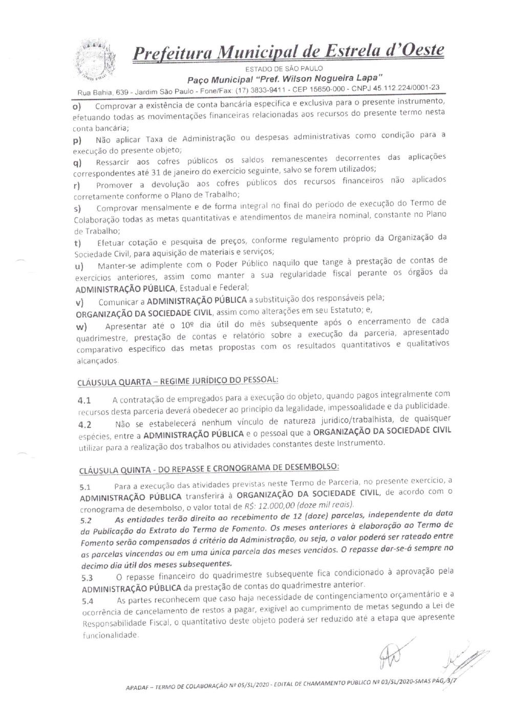 Página 12 de Prestação de Contas Anual — Estrela d'Oeste — 2020