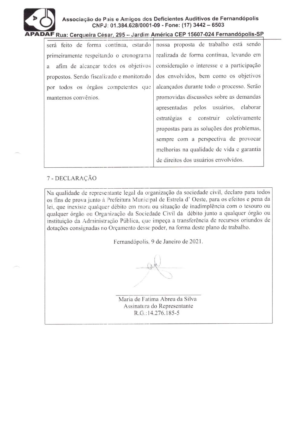 Página 8 de Prestação de Contas Anual — Estrela d'Oeste — 2021