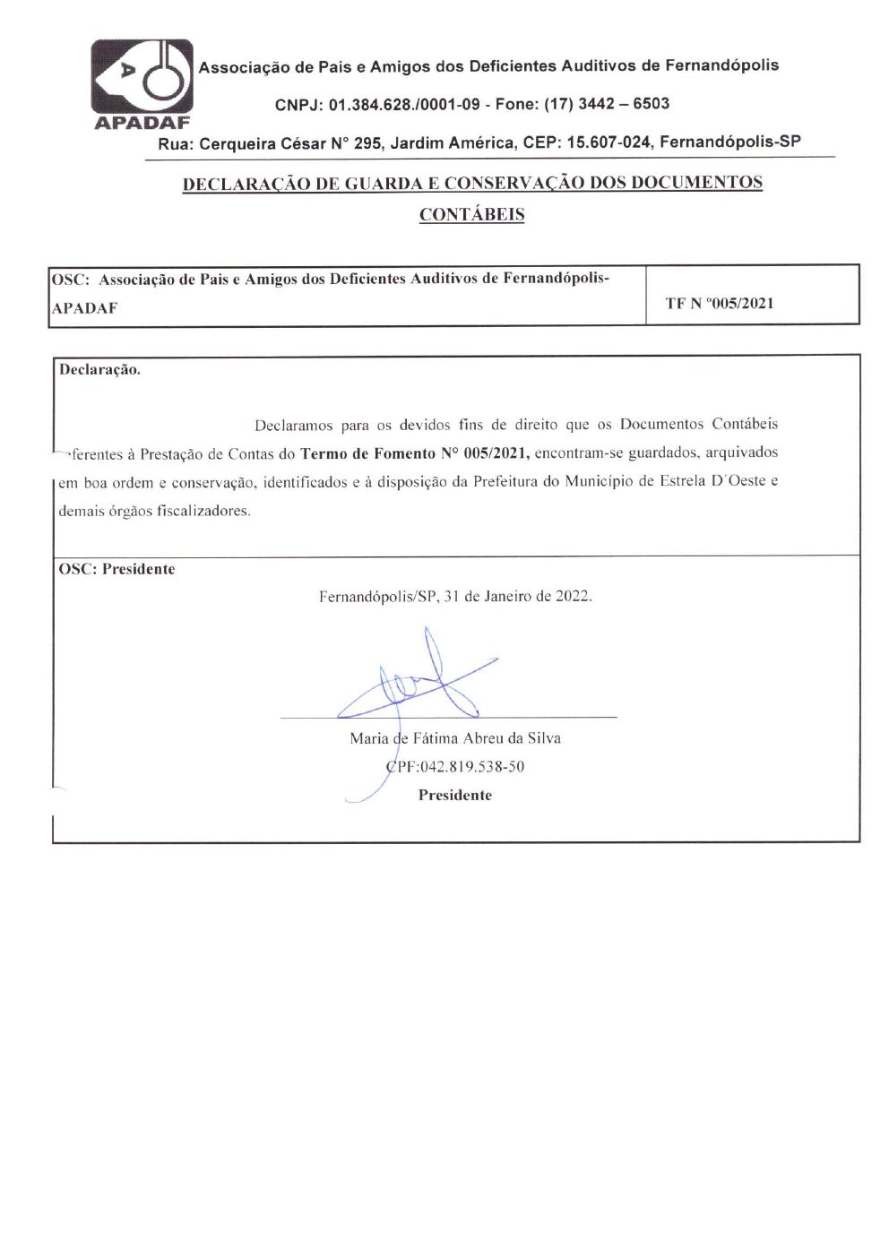 Página 13 de Prestação de Contas Anual — Estrela d'Oeste — 2021