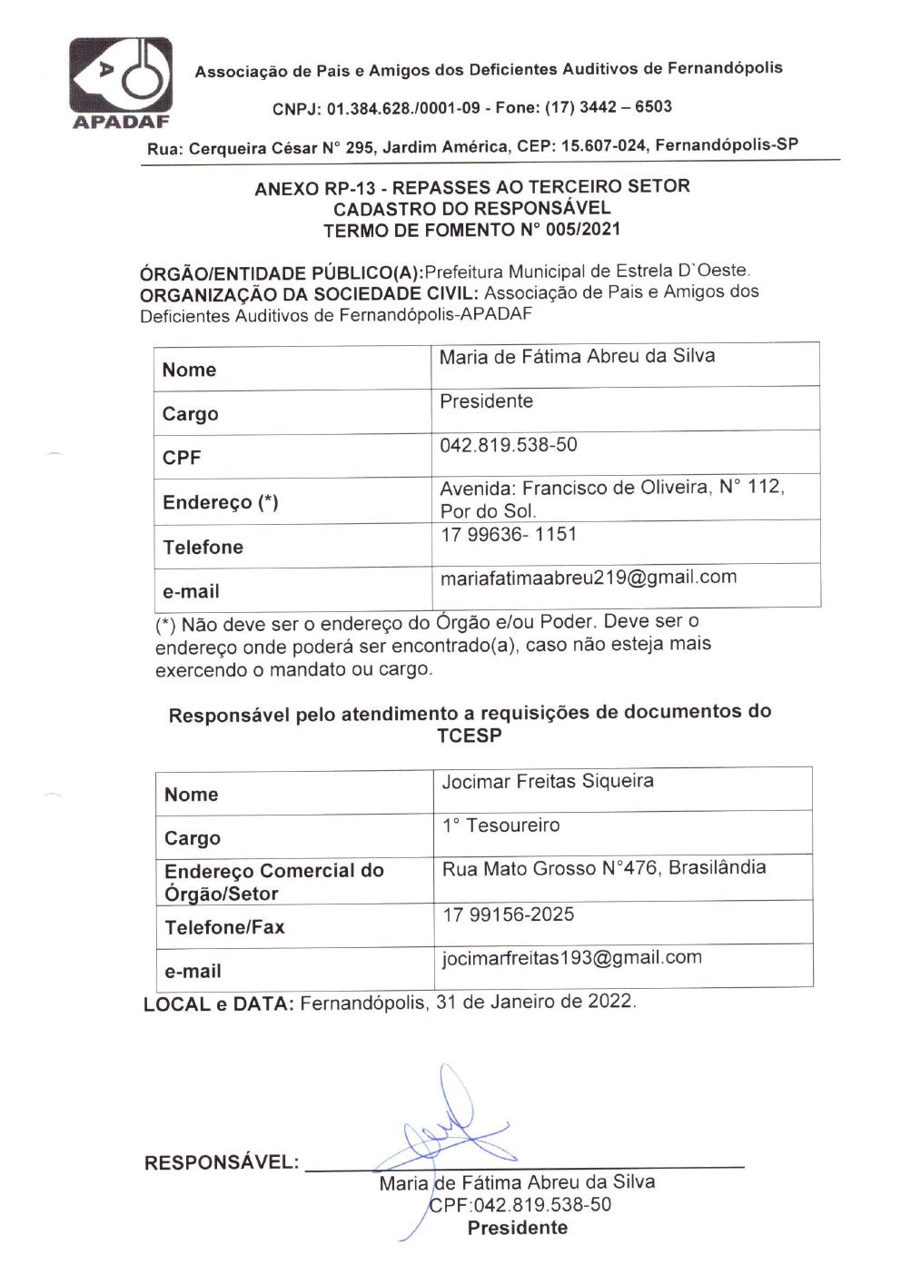 Página 19 de Prestação de Contas Anual — Estrela d'Oeste — 2021