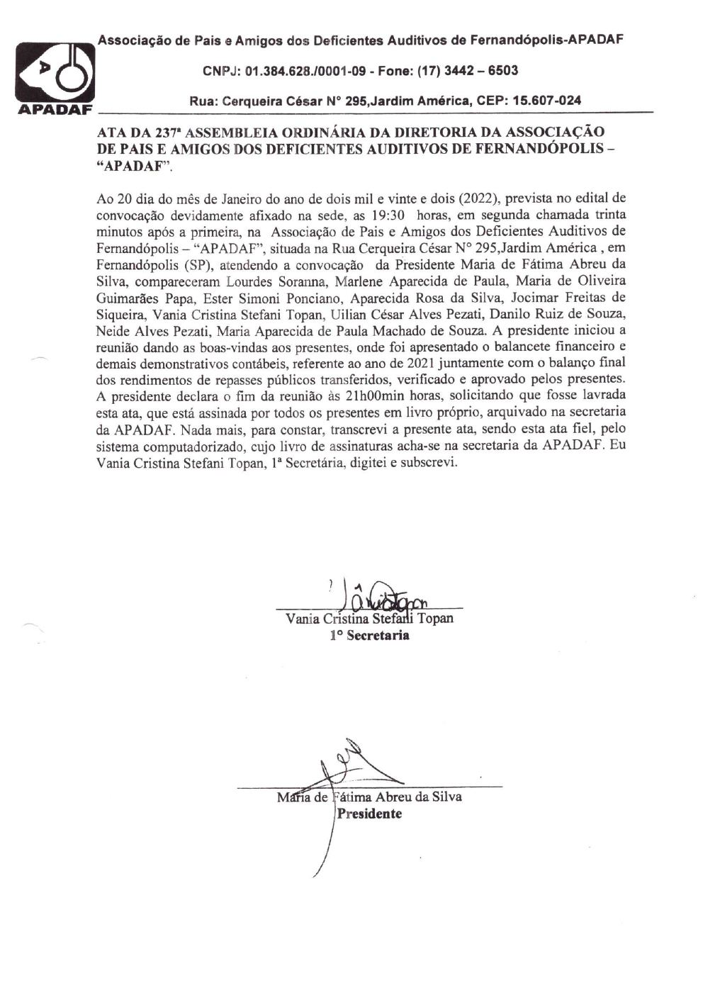 Página 3 de Prestação de Contas Anual — Meridiano — 2021