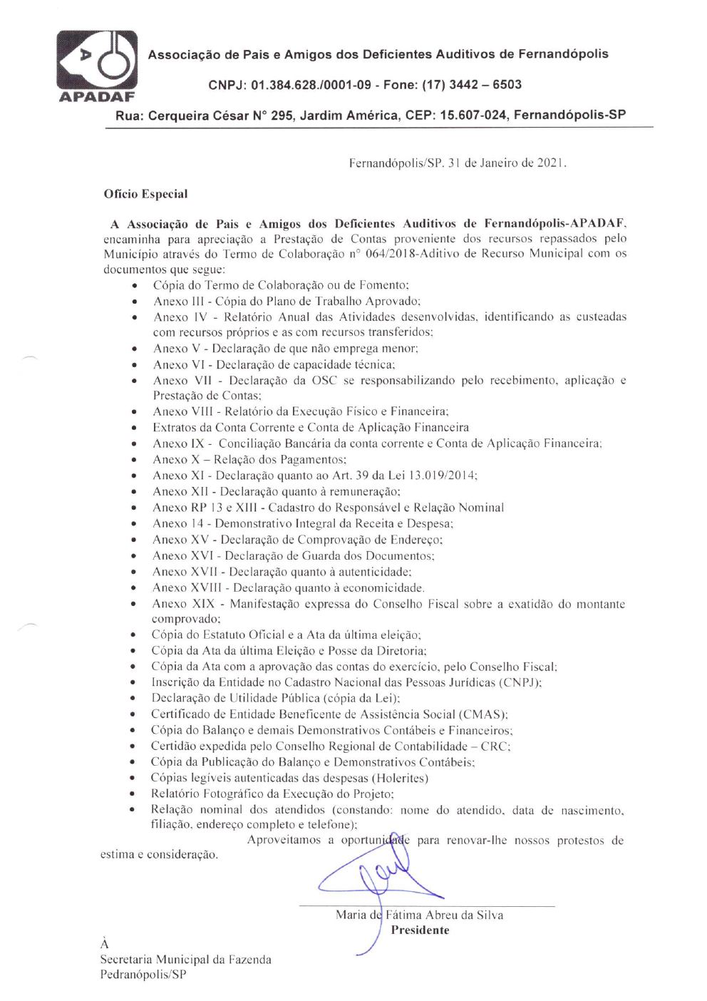 Página 2 de Prestação de Contas Anual — Pedranópolis — 2021 — Volume 1