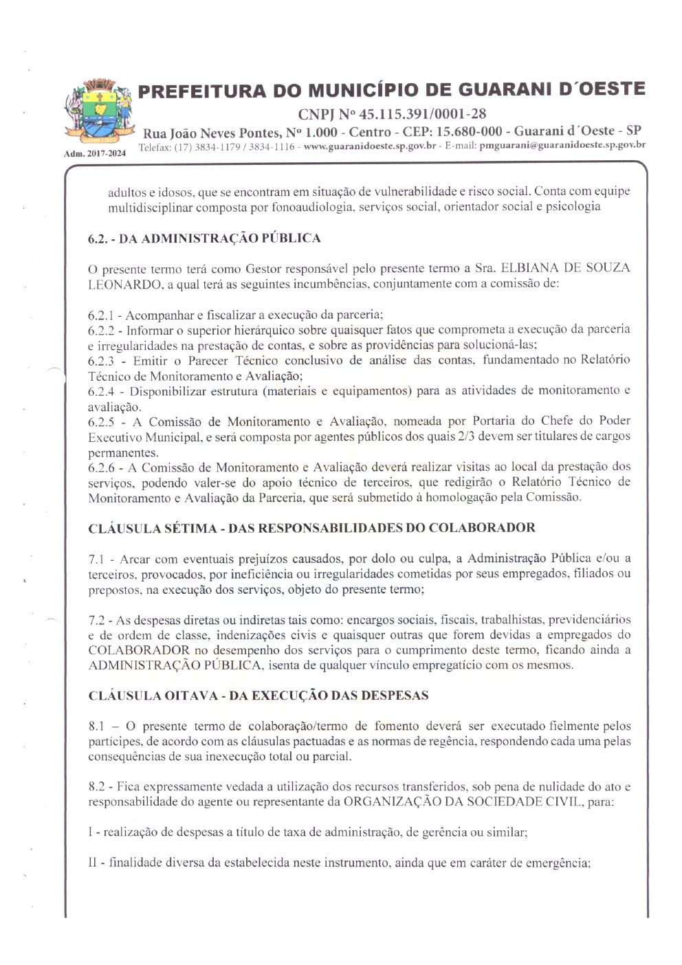 Página 3 de Termo de Fomento nº 030/2023 — Guarani d'Oeste — 2023