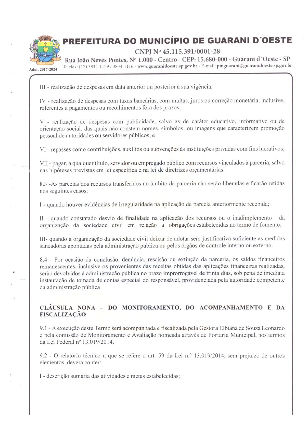 Página 4 de Termo de Fomento nº 030/2023 — Guarani d'Oeste — 2023