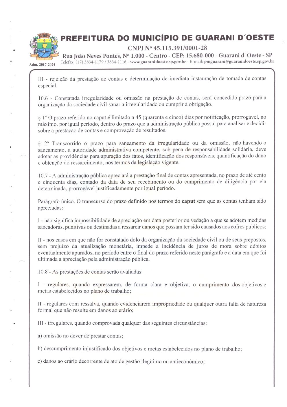 Página 7 de Termo de Fomento nº 030/2023 — Guarani d'Oeste — 2023