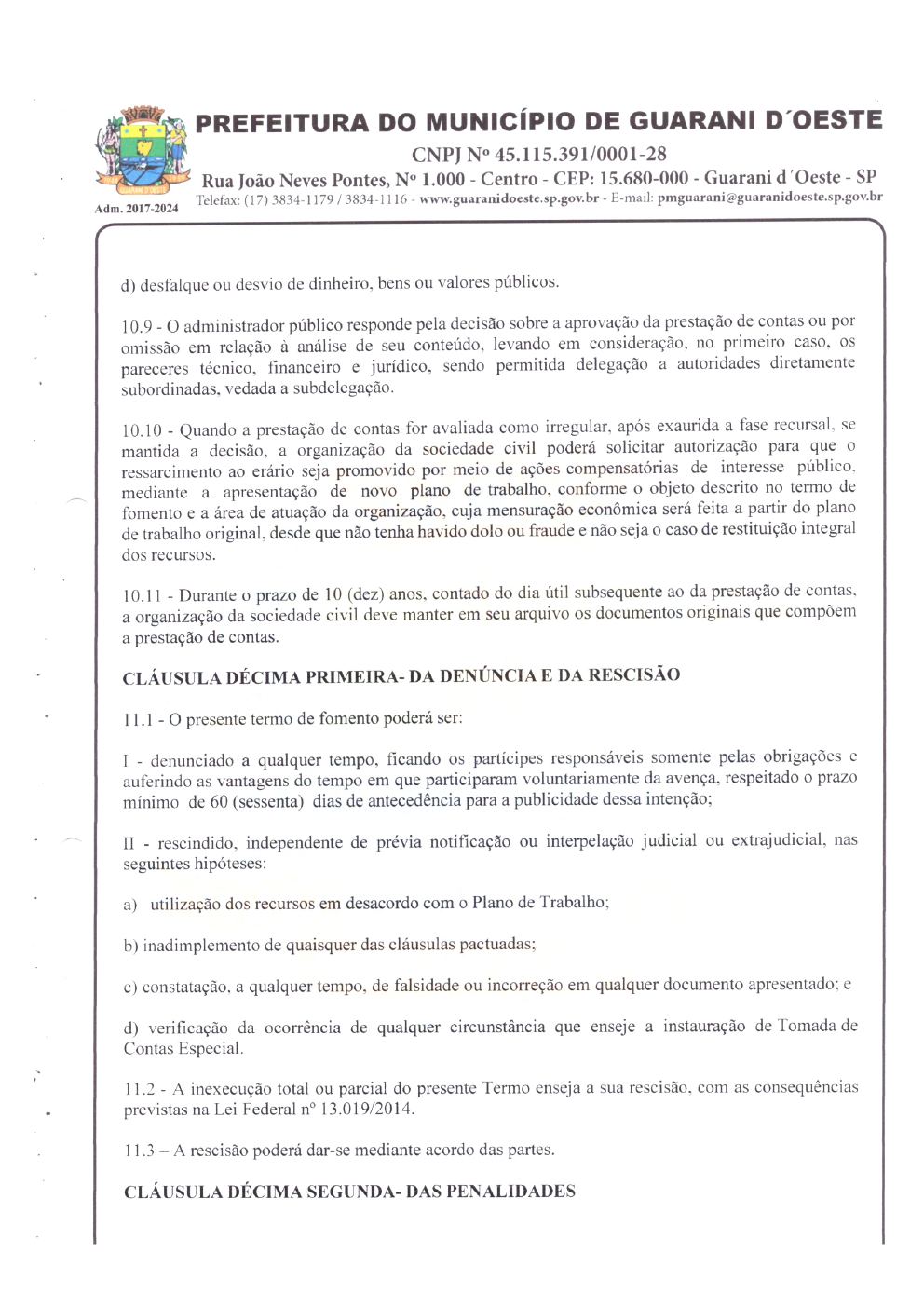 Página 8 de Termo de Fomento nº 030/2023 — Guarani d'Oeste — 2023