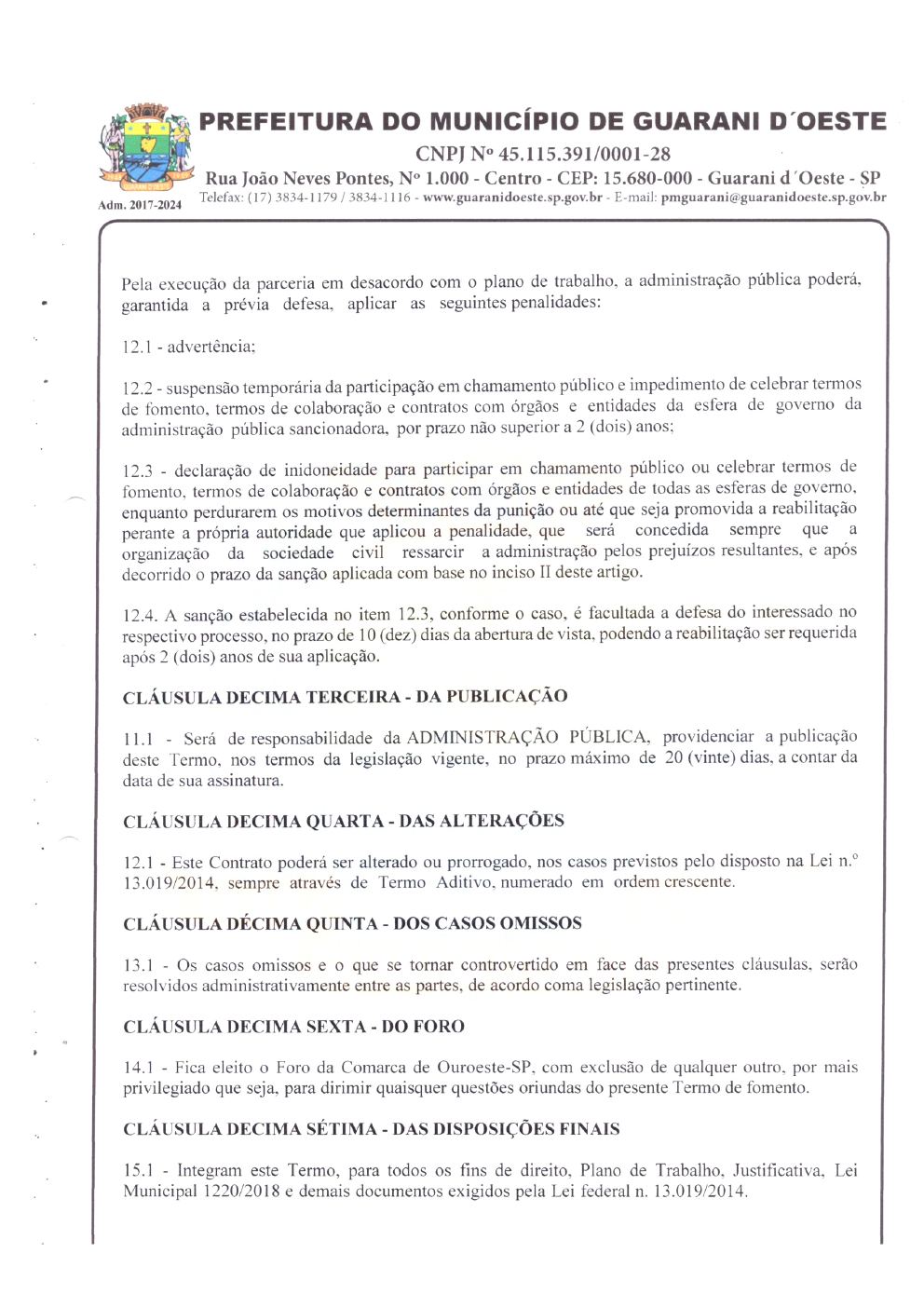Página 9 de Termo de Fomento nº 030/2023 — Guarani d'Oeste — 2023