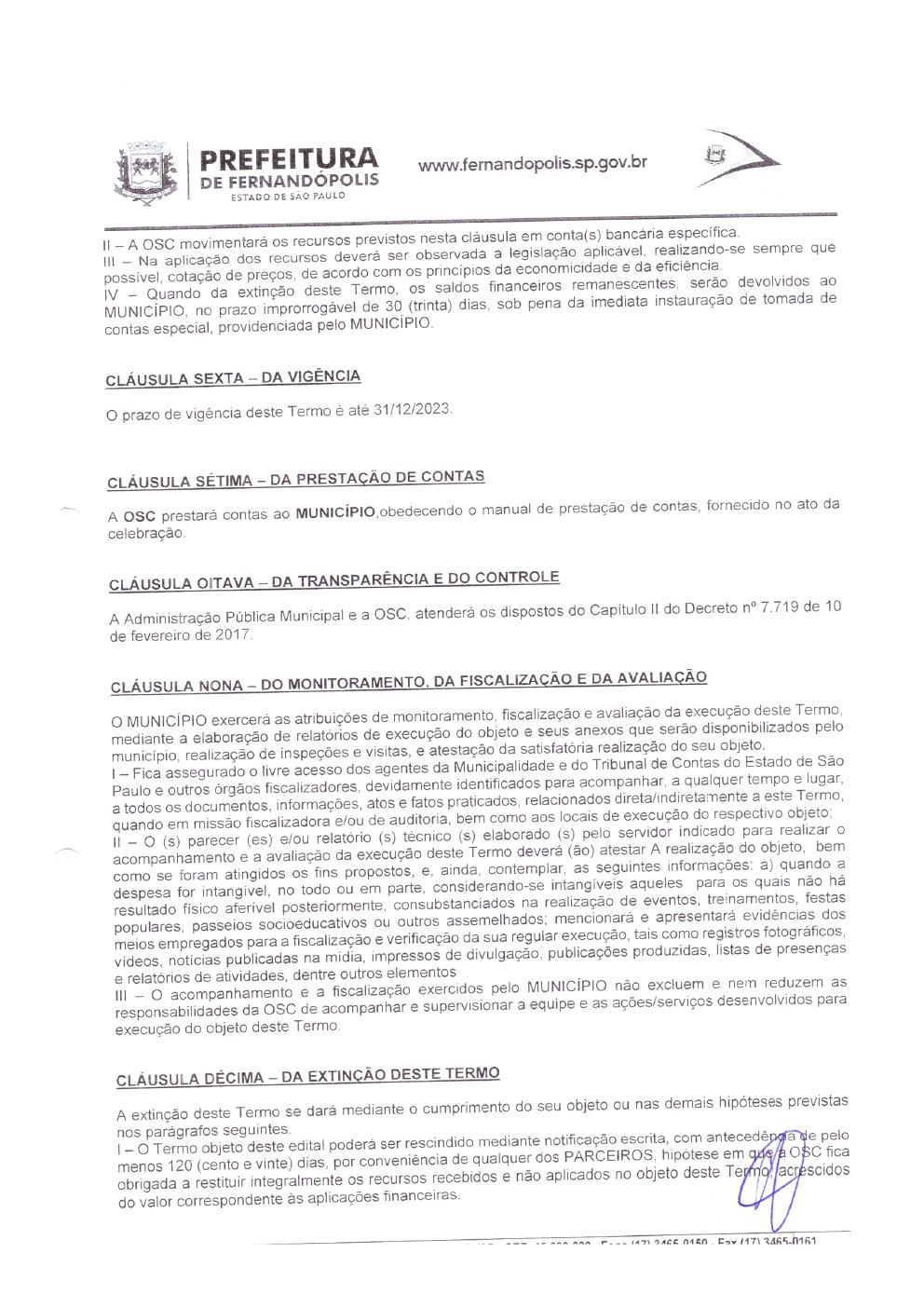 Página 3 de Termo de Fomento nº 01/2022 — Projeto Escutar — 2022