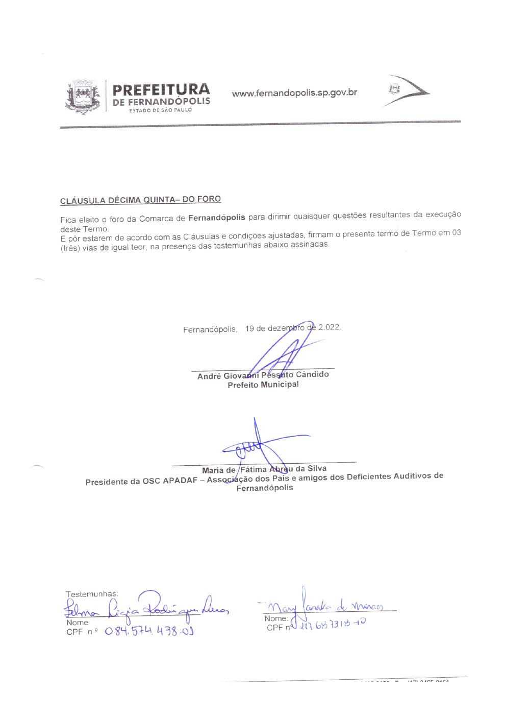 Página 5 de Termo de Fomento nº 01/2022 — Projeto Escutar — 2022