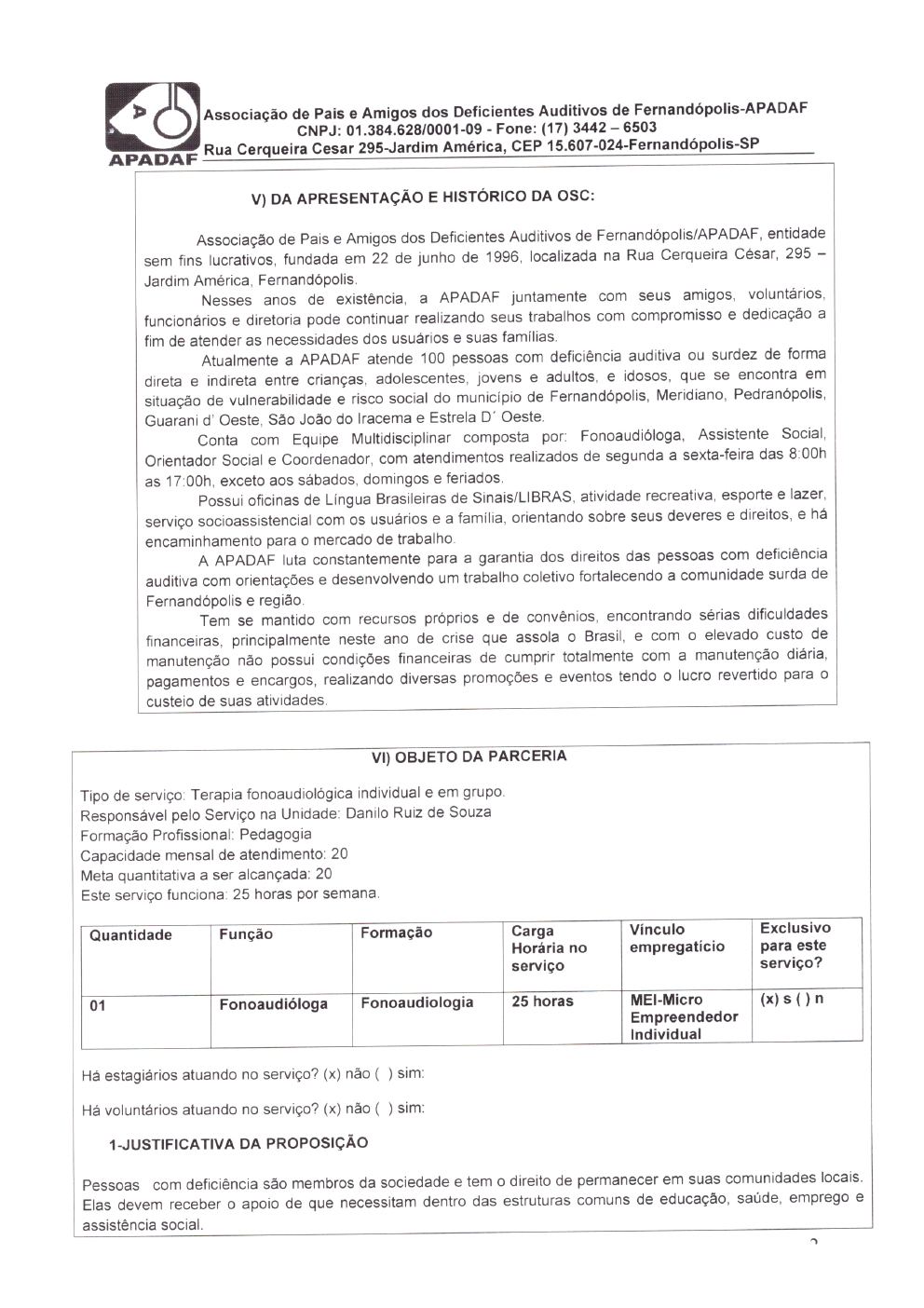 Página 2 de Plano de Trabalho — Projeto Escutar
