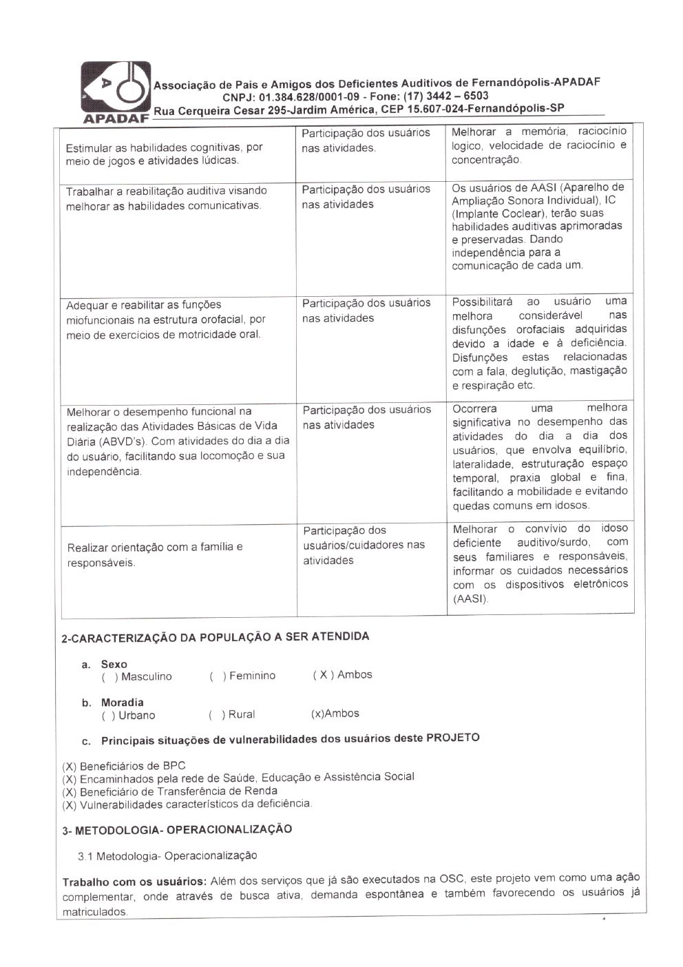 Página 4 de Plano de Trabalho — Projeto Escutar