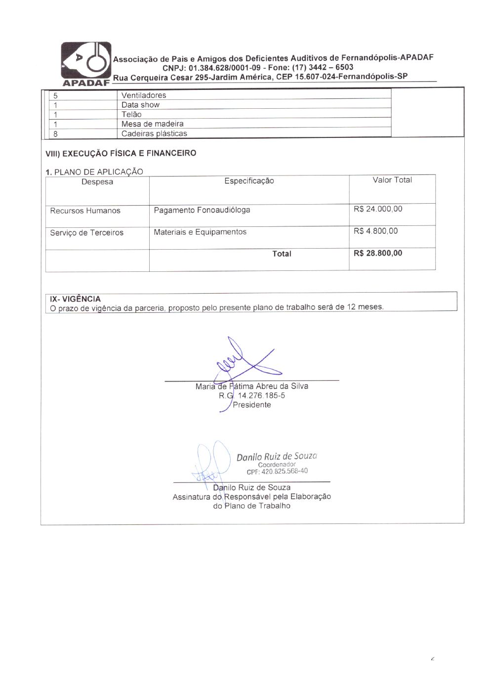 Página 6 de Plano de Trabalho — Projeto Escutar