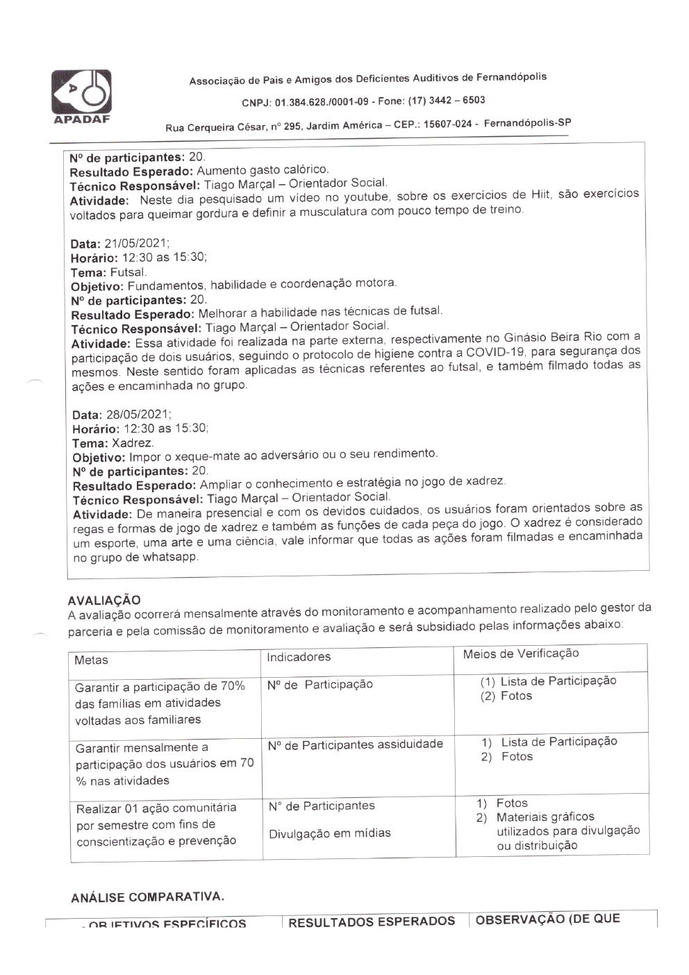 Página 9 de Prestação de Contas Mensal — Habilitação e Reabilitação — 5ª Parcela — Junho/2021