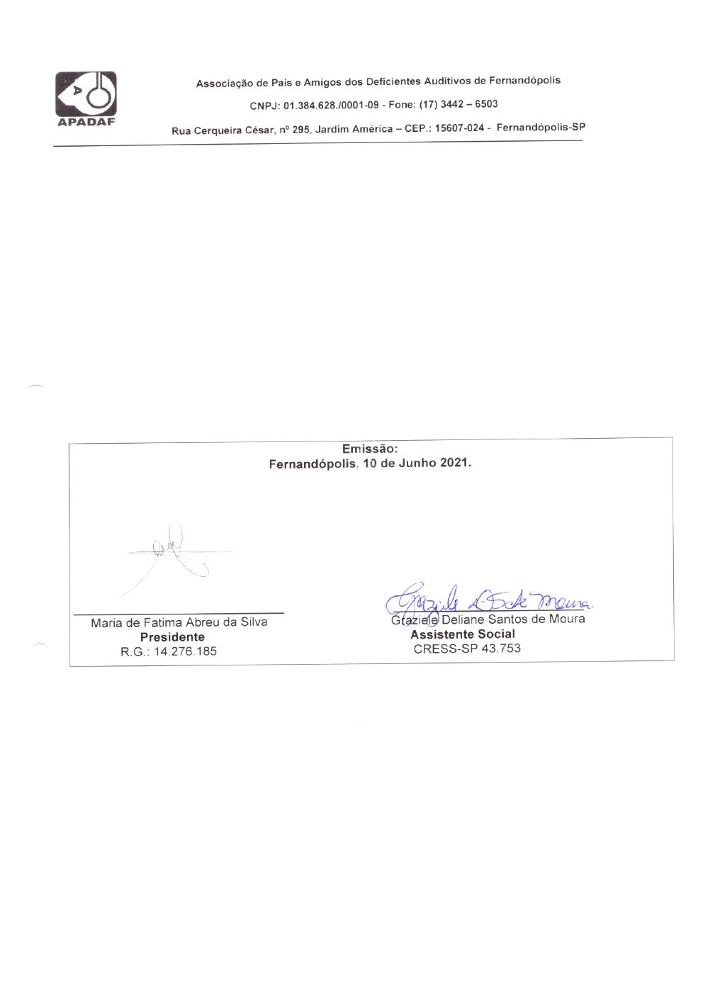 Página 12 de Prestação de Contas Mensal — Habilitação e Reabilitação — 5ª Parcela — Junho/2021