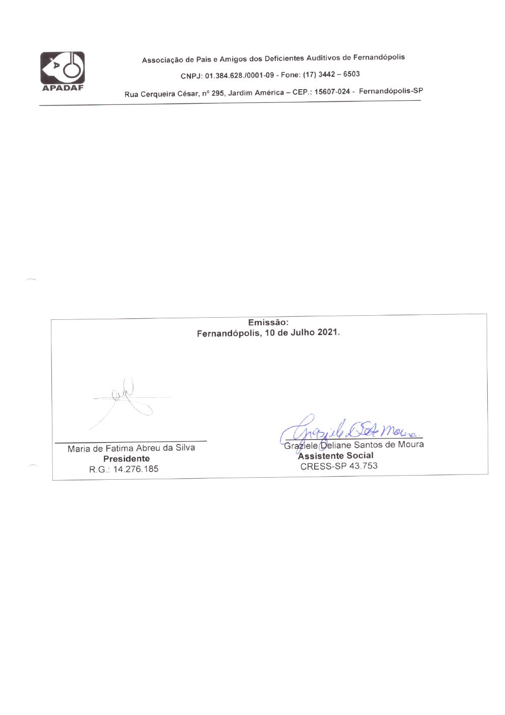 Página 13 de Prestação de Contas Mensal — Habilitação e Reabilitação — 6ª Parcela — Julho/2021