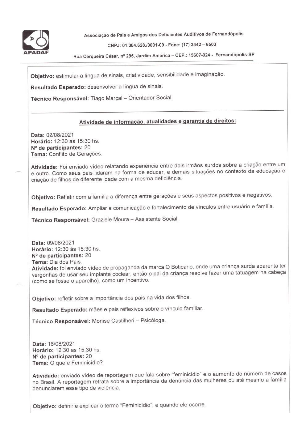 Página 9 de Prestação de Contas Mensal — Habilitação e Reabilitação — 8ª Parcela — Setembro/2021