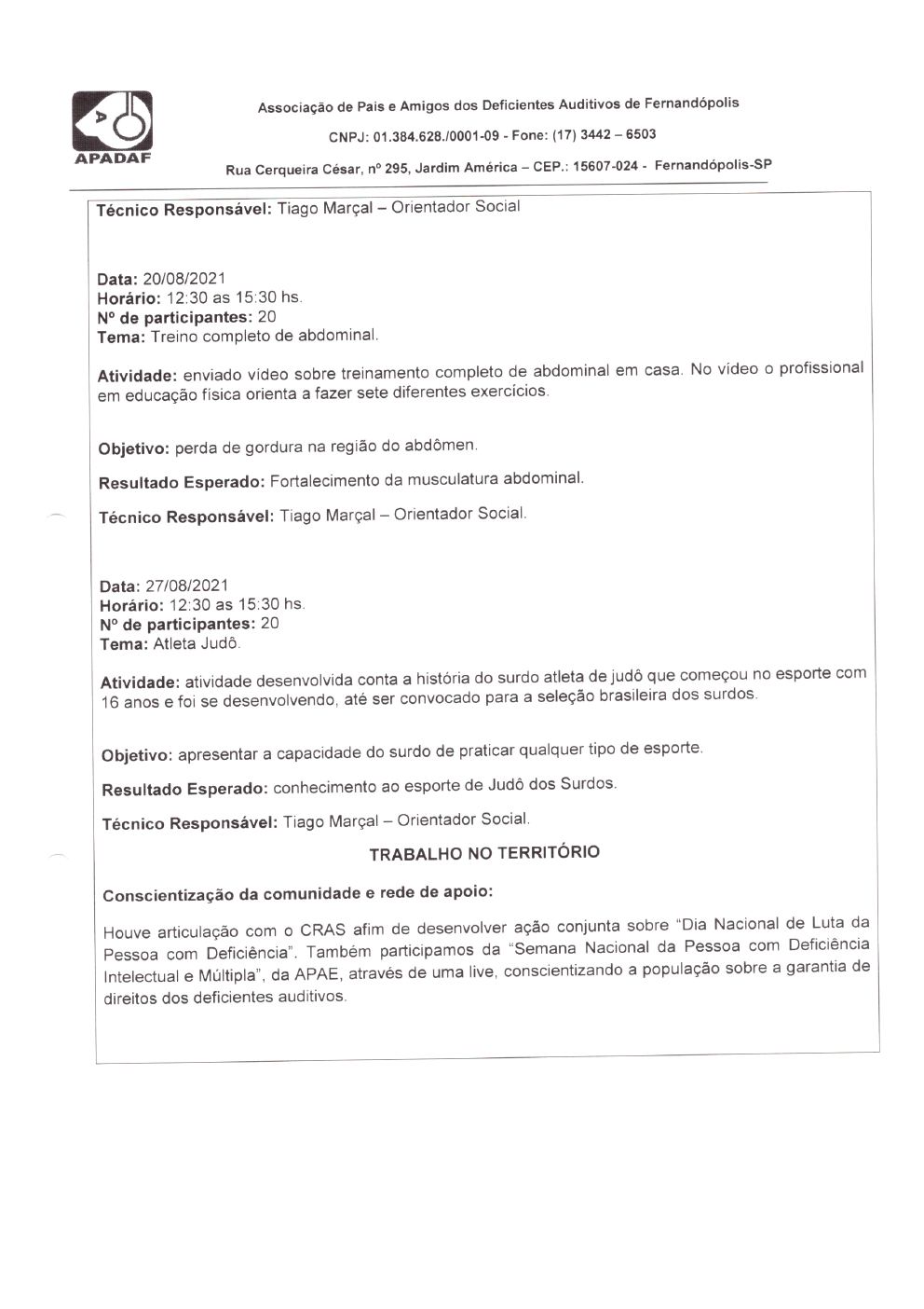 Página 12 de Prestação de Contas Mensal — Habilitação e Reabilitação — 8ª Parcela — Setembro/2021
