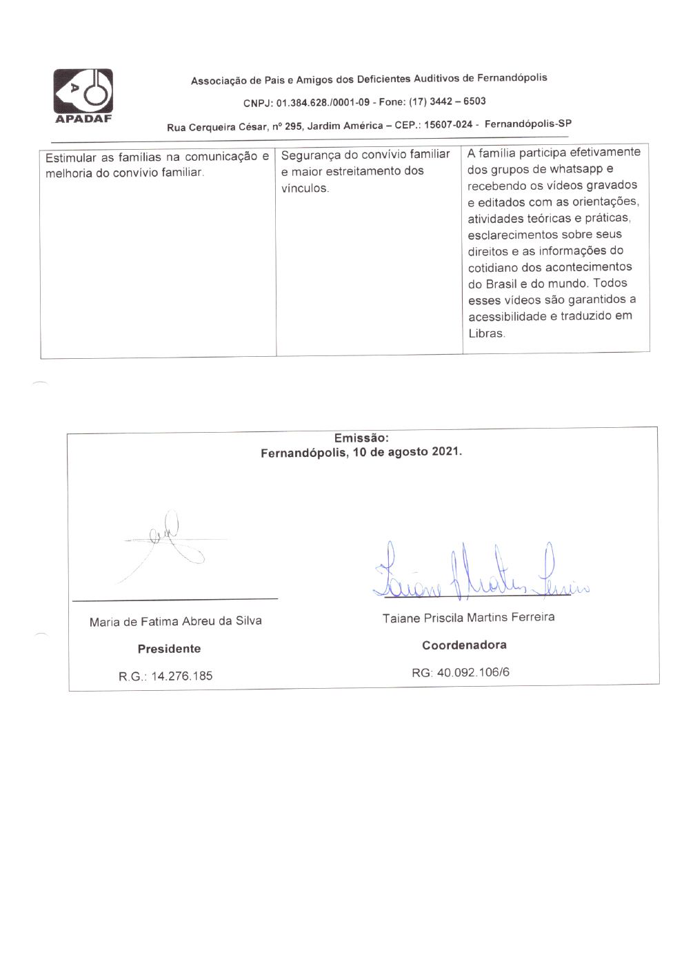 Página 15 de Prestação de Contas Mensal — Habilitação e Reabilitação — 8ª Parcela — Setembro/2021