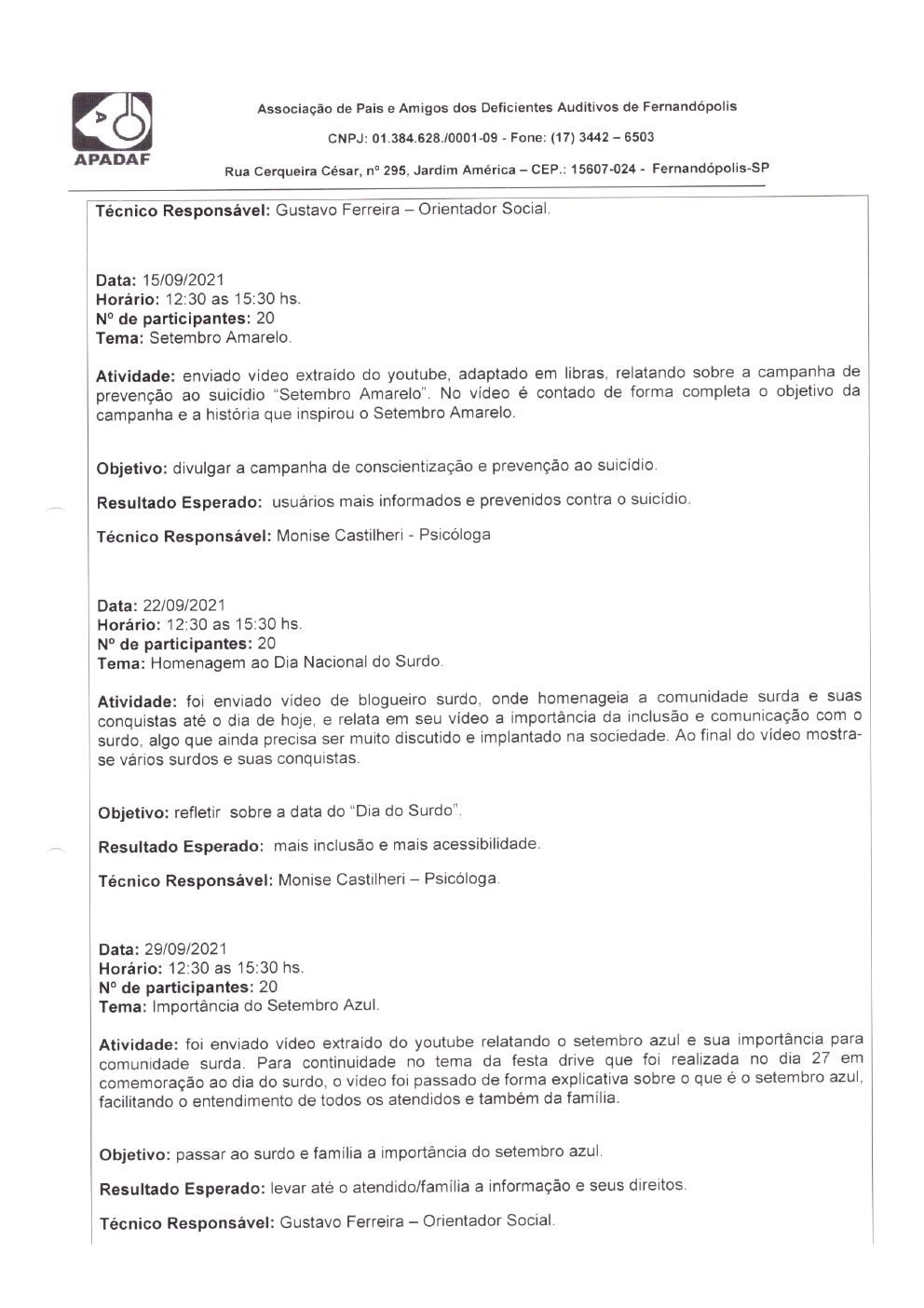 Página 12 de Prestação de Contas Mensal — Habilitação e Reabilitação — 9ª Parcela — Outubro/2021