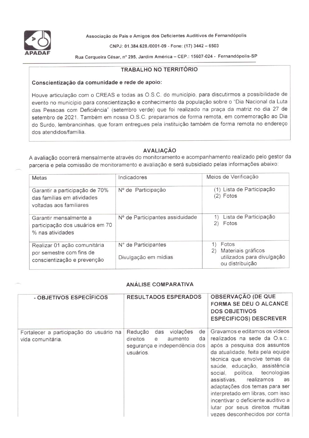 Página 15 de Prestação de Contas Mensal — Habilitação e Reabilitação — 9ª Parcela — Outubro/2021